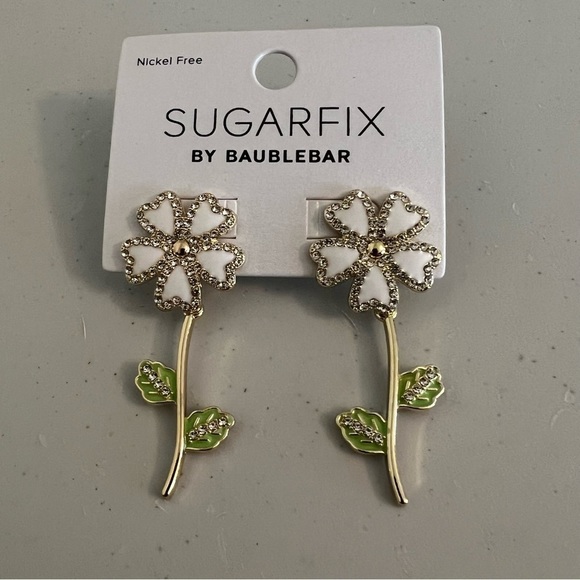 SUGARFIX by BaubleBar White Flower Drop Earrings - Picture 3 of 5